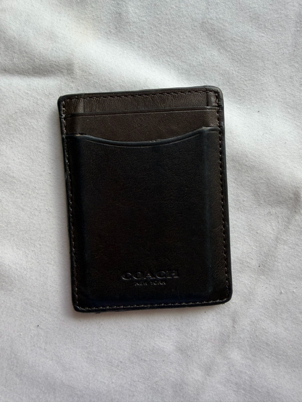 Coach Black and Brown Leather Slim Card Sleeve
